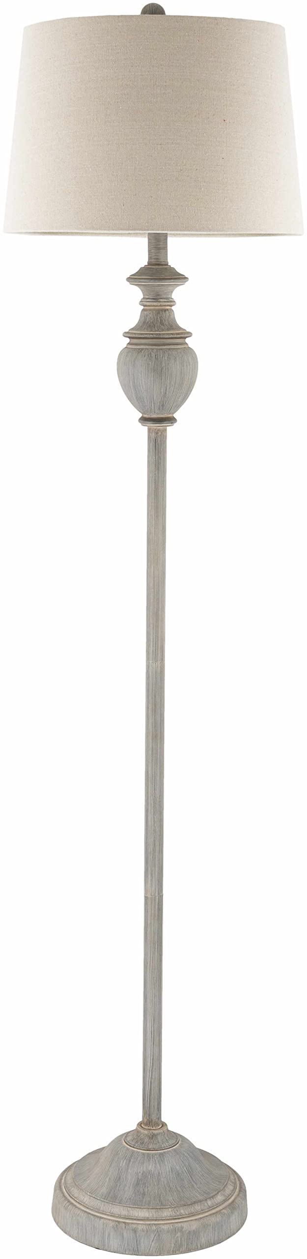 Boutiquerugs Binidayan Floor Lamp For Living Room - Boho Standing Lighting - Shade Linen - Cream, White - 59'' H