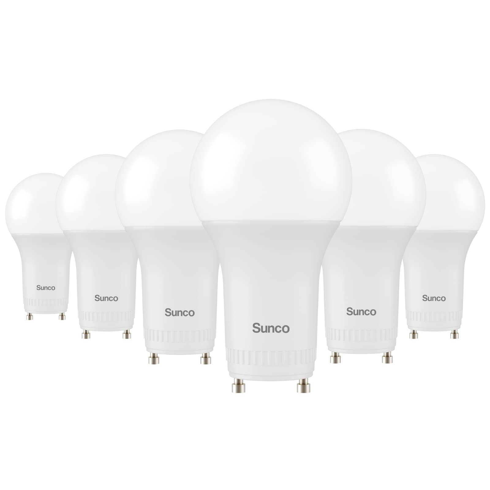 Sunco 6 Pack Gu24 Led Bulb A19, 2 Prong Light Bulbs, 800 Lm, 9W (60W Equivalent), 2700K Soft White, Dimmable, Twist & Lock Gu24 