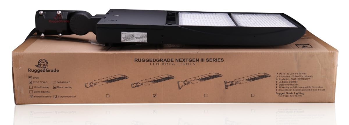 277-480V - 500 Watt Nextgen Iii Series Led Shoebox Lights - 70,000 Lumen - 5000K - Slip Fit - Black