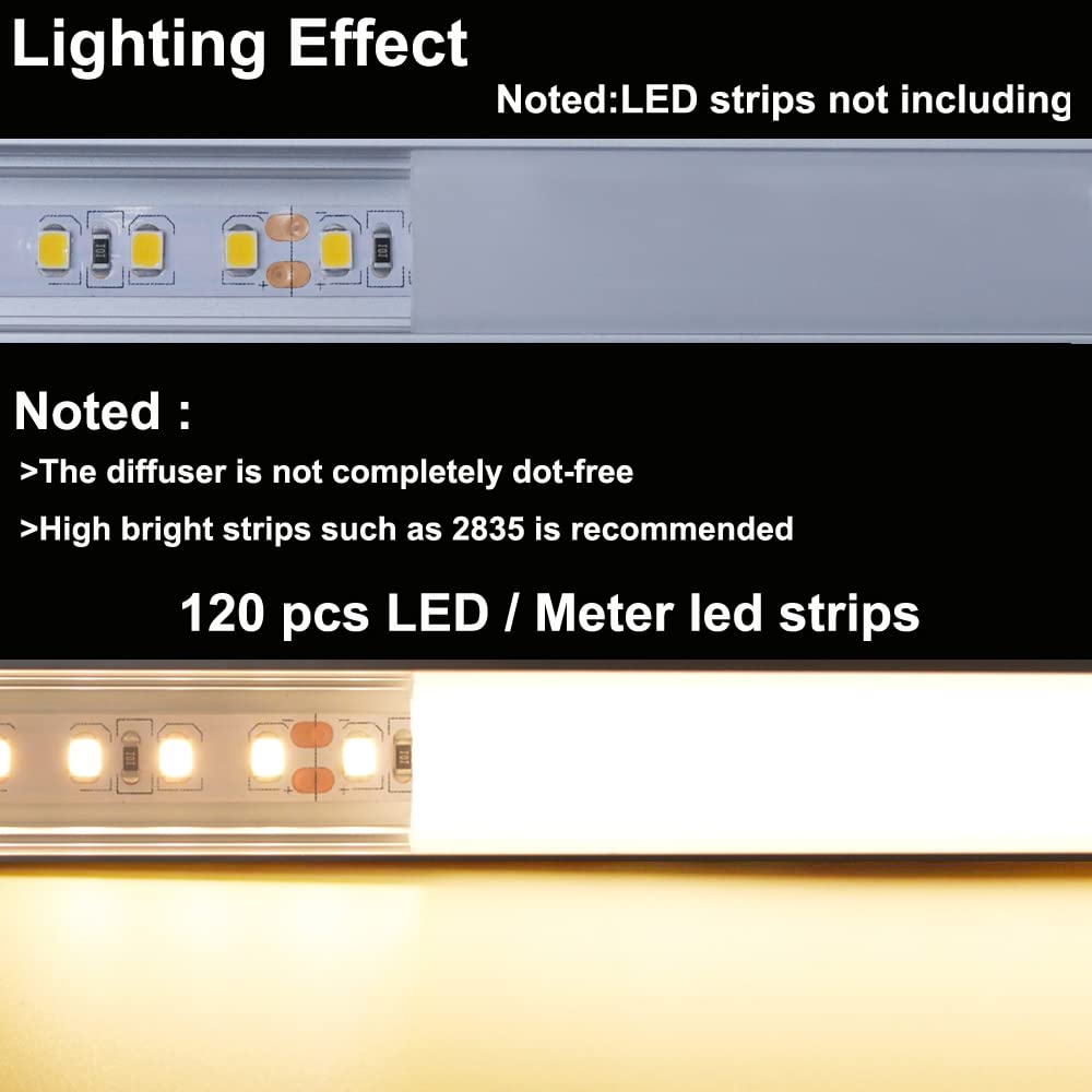 Hunhun 10-Pack 3.3Ft/1Meter U Shape Led Aluminum Channel System With Milky Cover, End Caps And Mounting Clips, Aluminum Profile