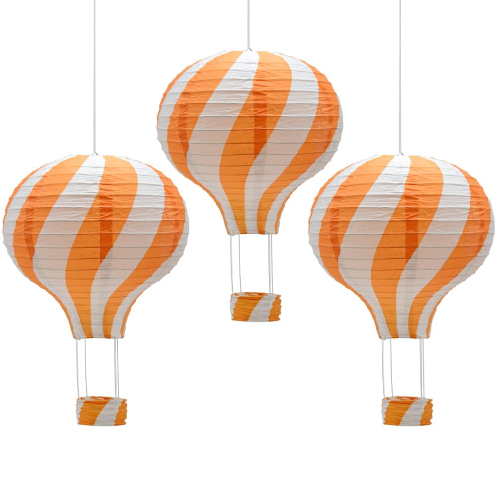 Ceeysee 3 Pcs Paper Lanterns Hanging Hot Air Balloon 12 Inch Blue Paper Lanterns Decoration For Halloween Wedding Birthday Party (Blue/Drln)