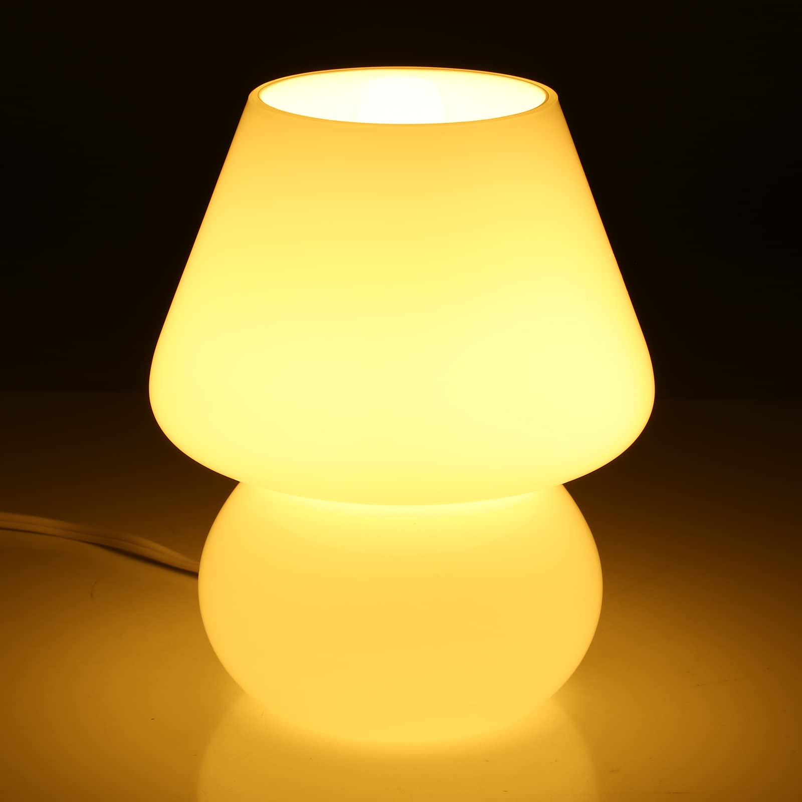 Mushroom Lamp,Vintage Glass Mushroom Bedside Table Lamps Yellow Murano Style Small Nightstand Desklamp Swirl Light For Home Deco