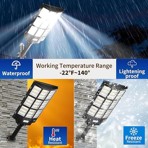 Ofuray Of-7200W Solar Street Light, 650000Lm Dimmable, IP67 Outdoor Security Flood Light, Black, 1 Pack with Remote Control
