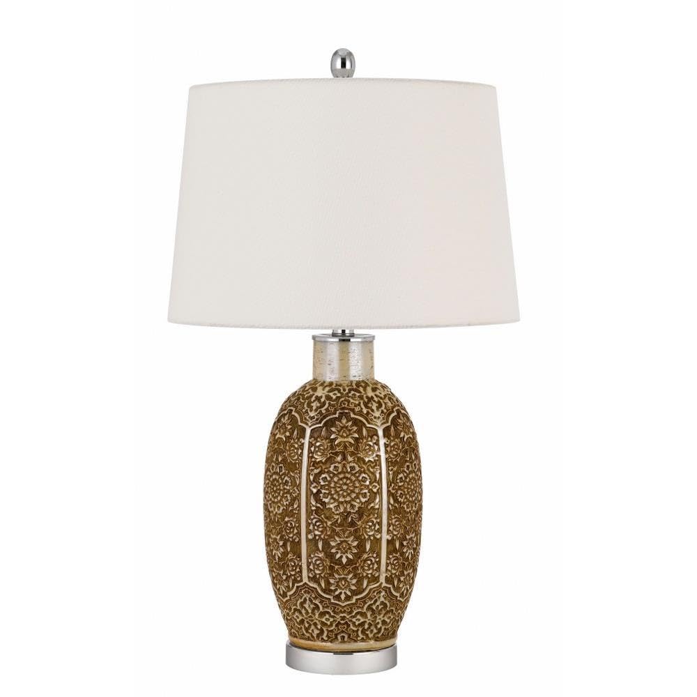 Cal Lighting BO-2974TB Transitional One Light Table Lamp from Olive Collection in Pewter, Nickel, Silver Finish,