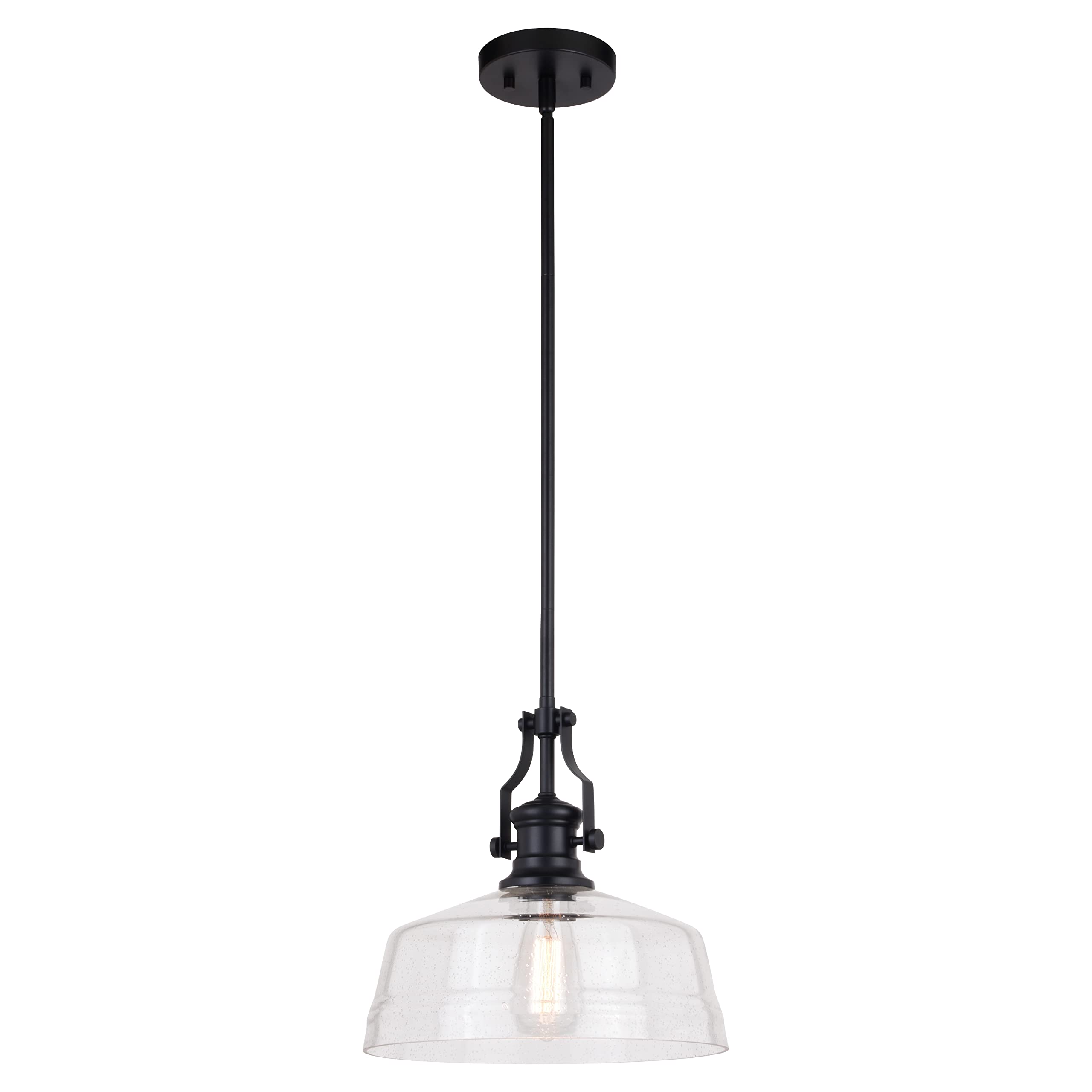 VAXCEL Beloit 1 Light Matte Black Farmhouse Pendant Light with Clear Glass Dome