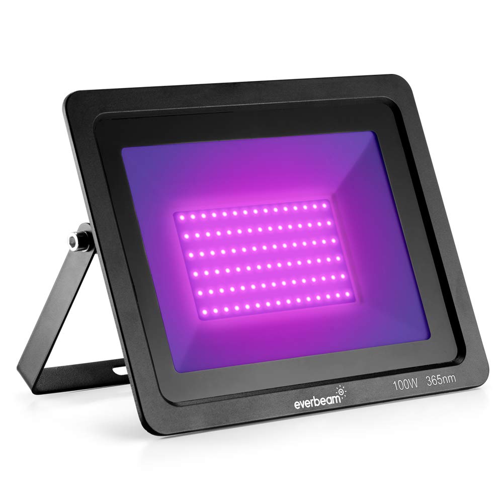 Everbeam 365nm 100W UV LED Black Light - Waterproof Aluminum Flood Light for Parties, Stage, Aquarium - Model UK-365NM100W