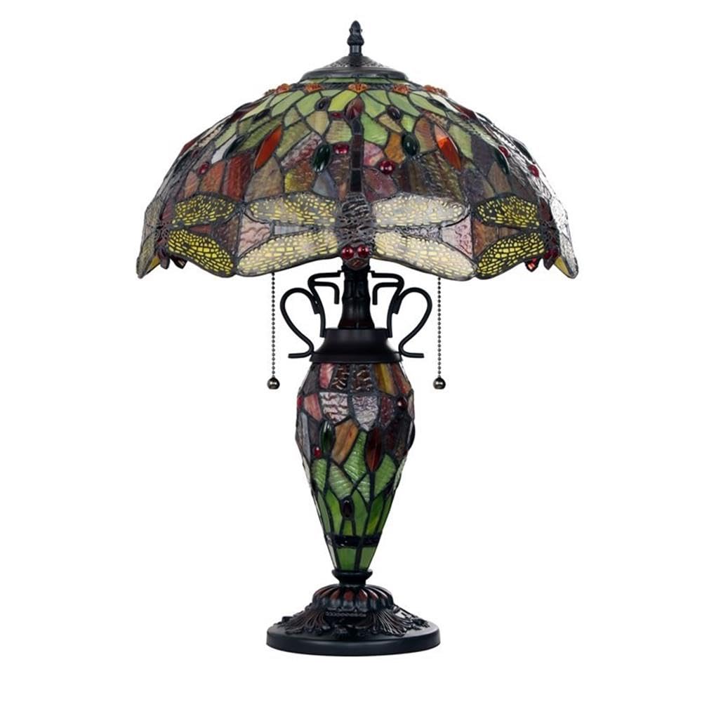 CHLOE Lighting Dragonfly 3-Light Table Lamp, Double Lit, Metal, Dark Bronze, Model CH3T471RD16-DT3