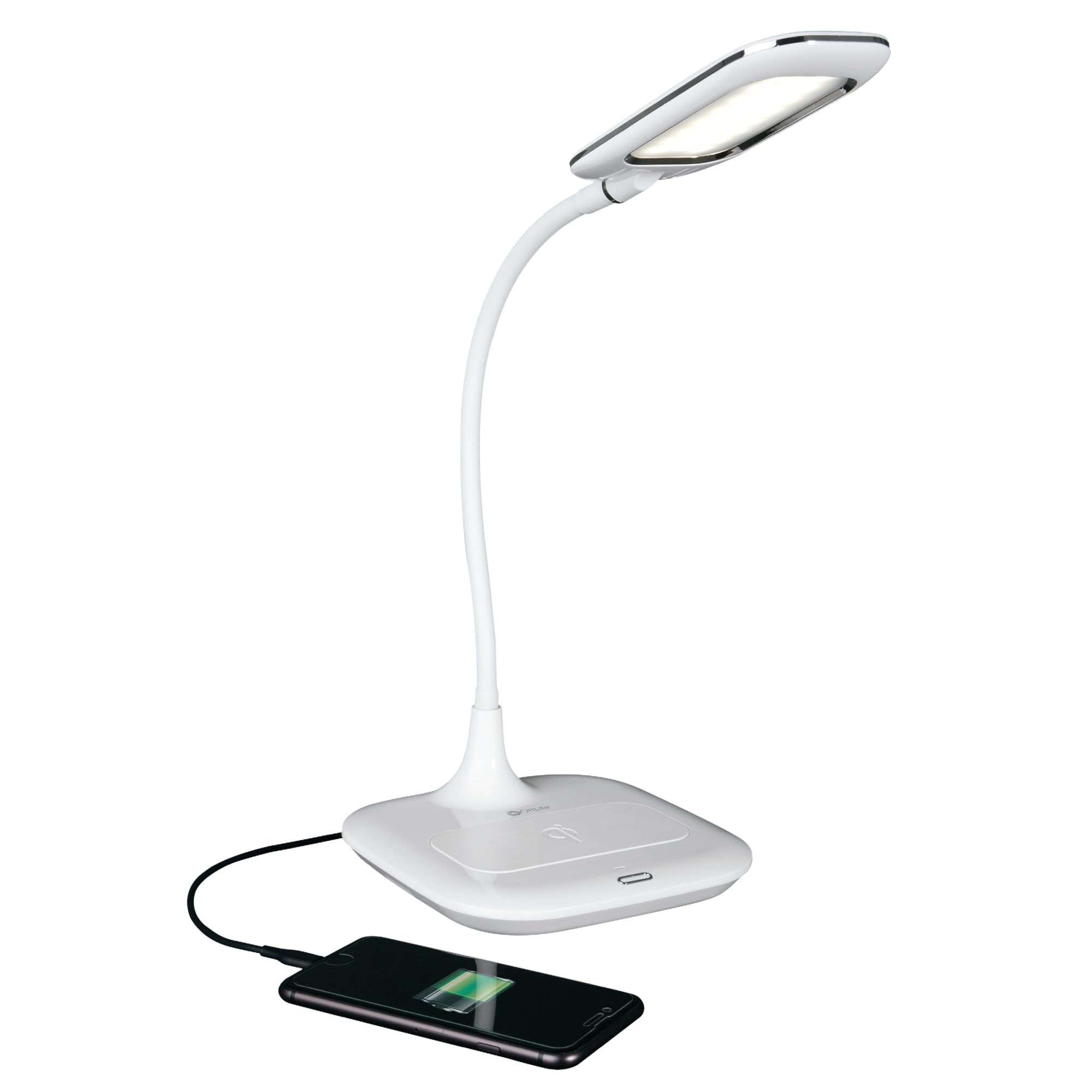 OttLite Prevention LED Desk Lamp, Wireless Charging, 19.5"H, White, Plastic, Medium Size