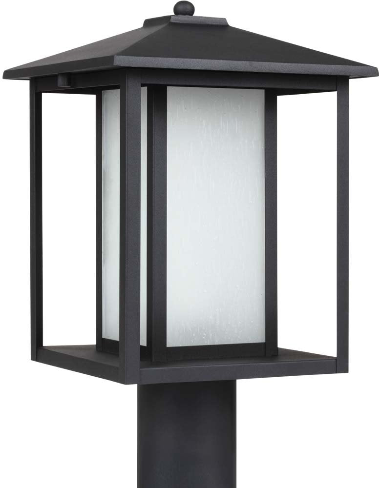 Sea Gull Lighting Hunnington Outdoor Post Lantern, One Light, Aluminum, Black, Model 89129-12