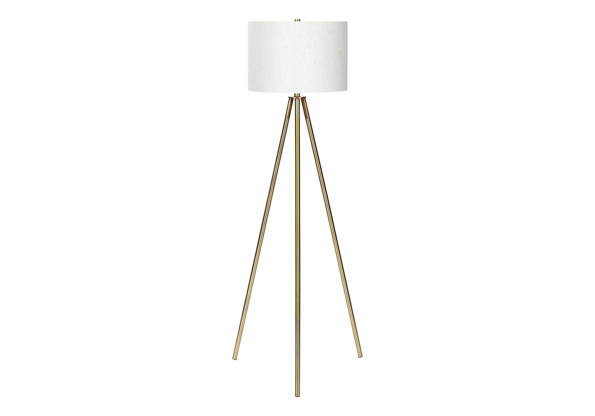 Monarch Specialties I 9736 LightingFloor Lamp, Brass Metal, Ivory/Cream Shade, Contemporary