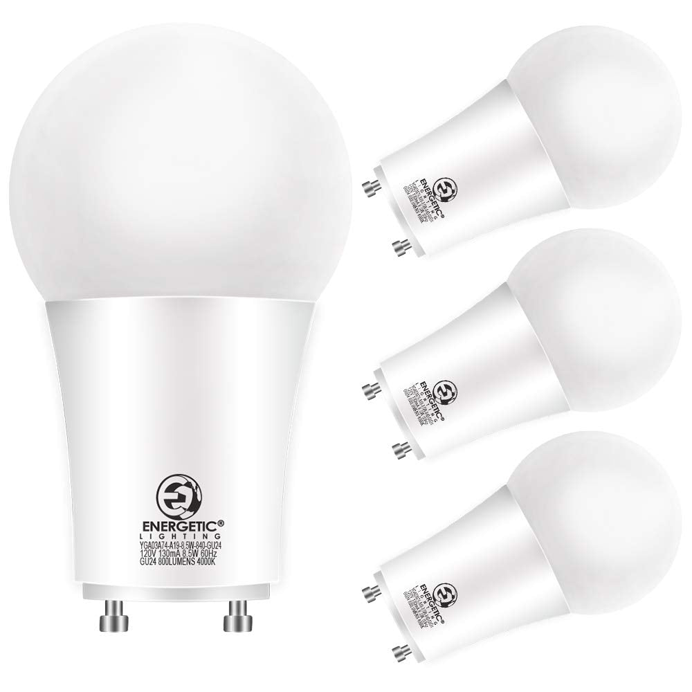 Energetic Led 2 Prong Light Bulbs 8.5 Watt Gu24, 60 Watt Equivalent, 4000K Neutral White, 800 Lumens, Non-Dimmable, Ul Listed, 4