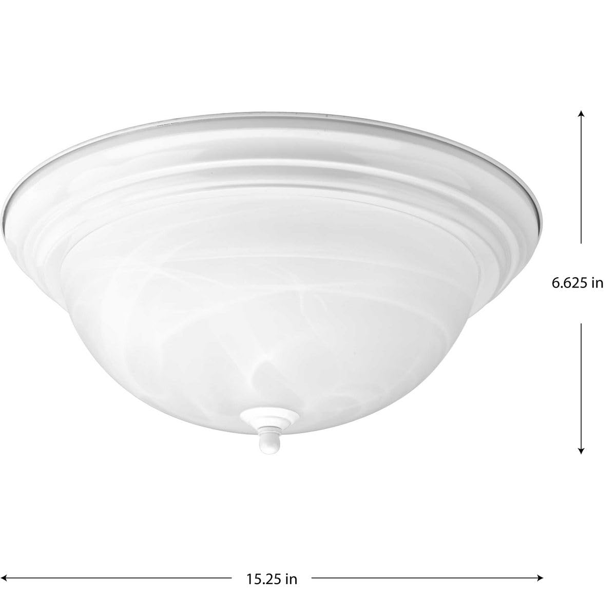Progress Lighting Three-Light Dome Glass Close-to-Ceiling Fixture 15-1/4in Alloy Steel White Model P3926-30