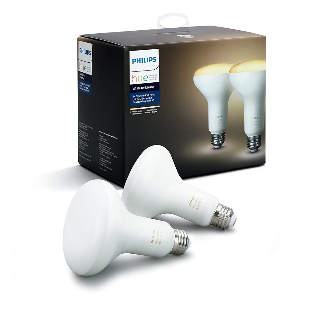 Philips Hue 2-Pack White Ambiance Br30 60W Equivalent Dimmable Led Smart Flood Light (Works With Alexa Apple And Google Assistan