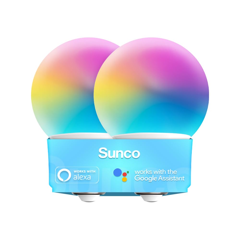 Sunco Smart Globe Bulbs G25 Led, Alexa Compatible Led Decorative Round Vanity Bulbs, 5W, Color Changing Rgbcw, Dimmable Wifi Van