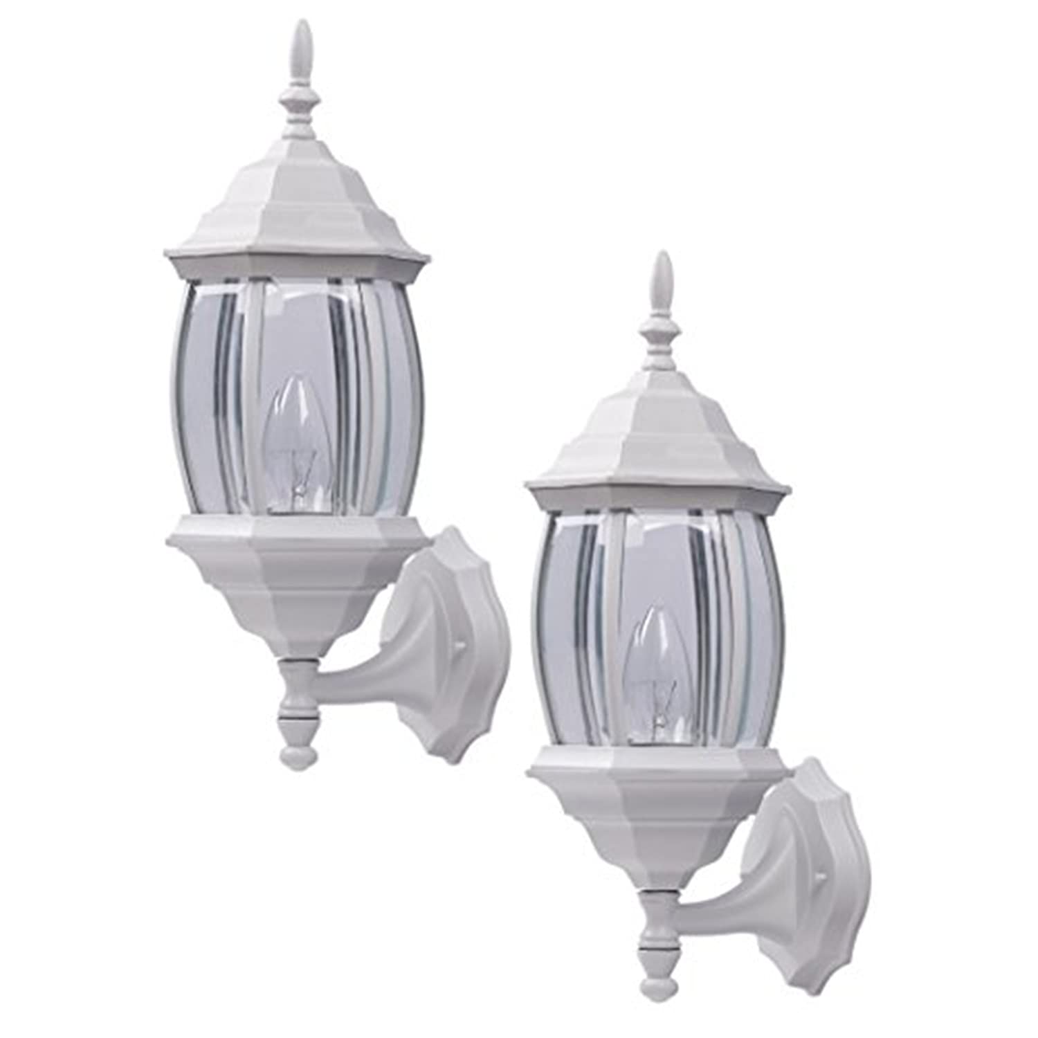 Canarm Outdoor Lantern Twin Pack, Model IOL73TWH, White, Glass Material