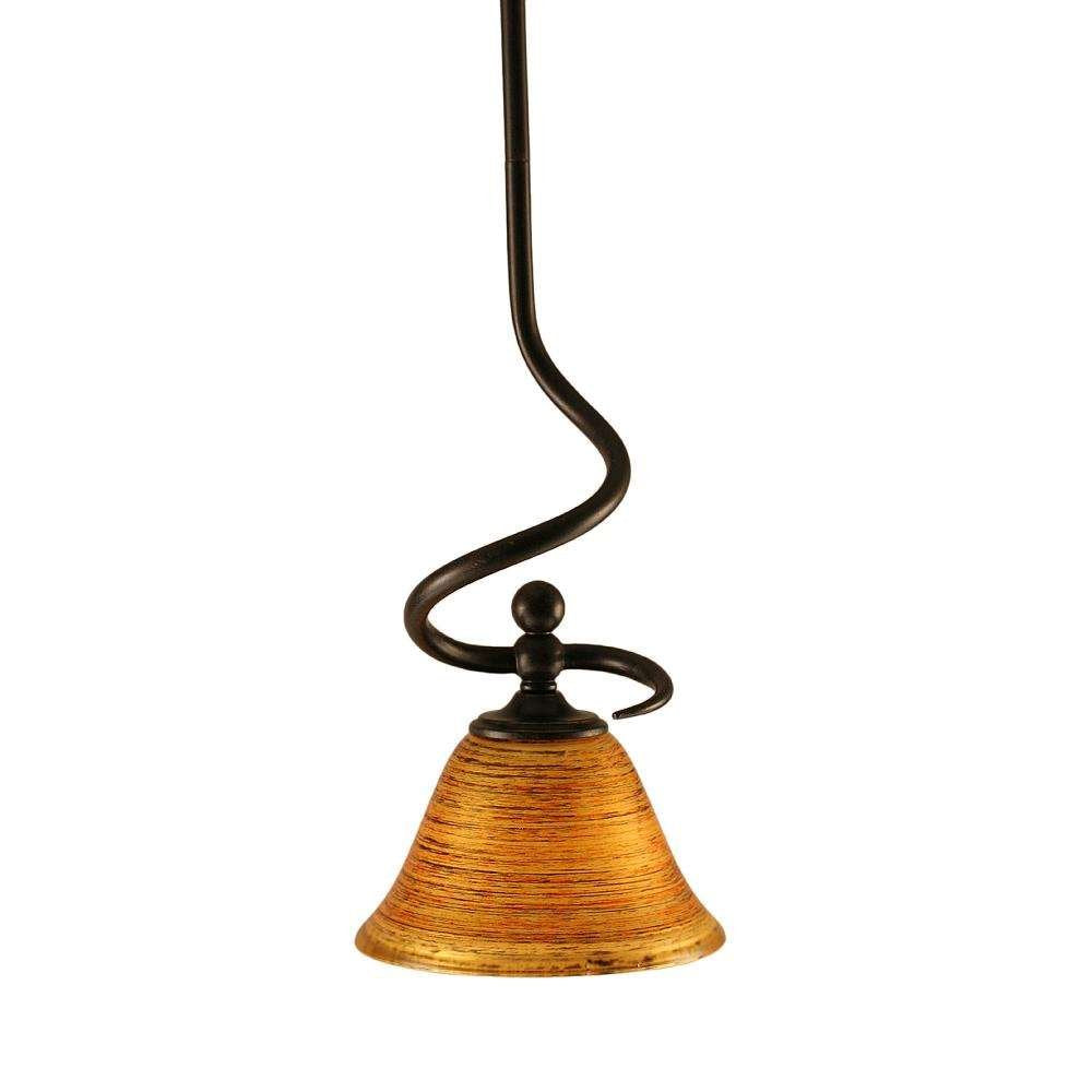 Toltec Lighting 901-DG-454 Capri Stem Mini Pendant with Hang Straight Swivel with 7 Inch Firre Saturn Glass, Dark Granite Finish