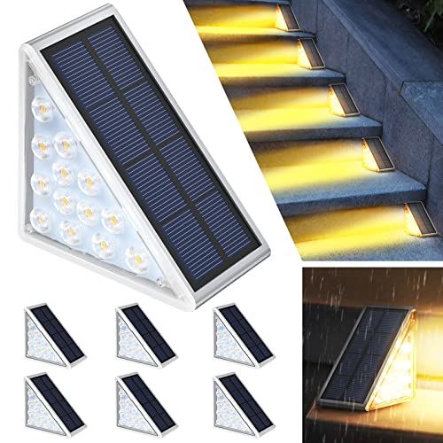 Audles Led Solar Step Lights - Waterproof Warm White Outdoor Stair & Deck Lights, 6 Pack