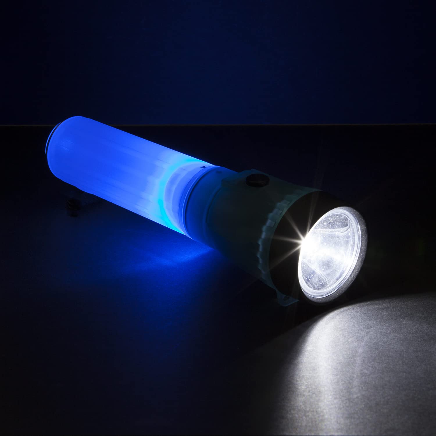 Life Gear Led Flashlight With Glow Handle, Emergency Flasher And Storage Compartment, Red