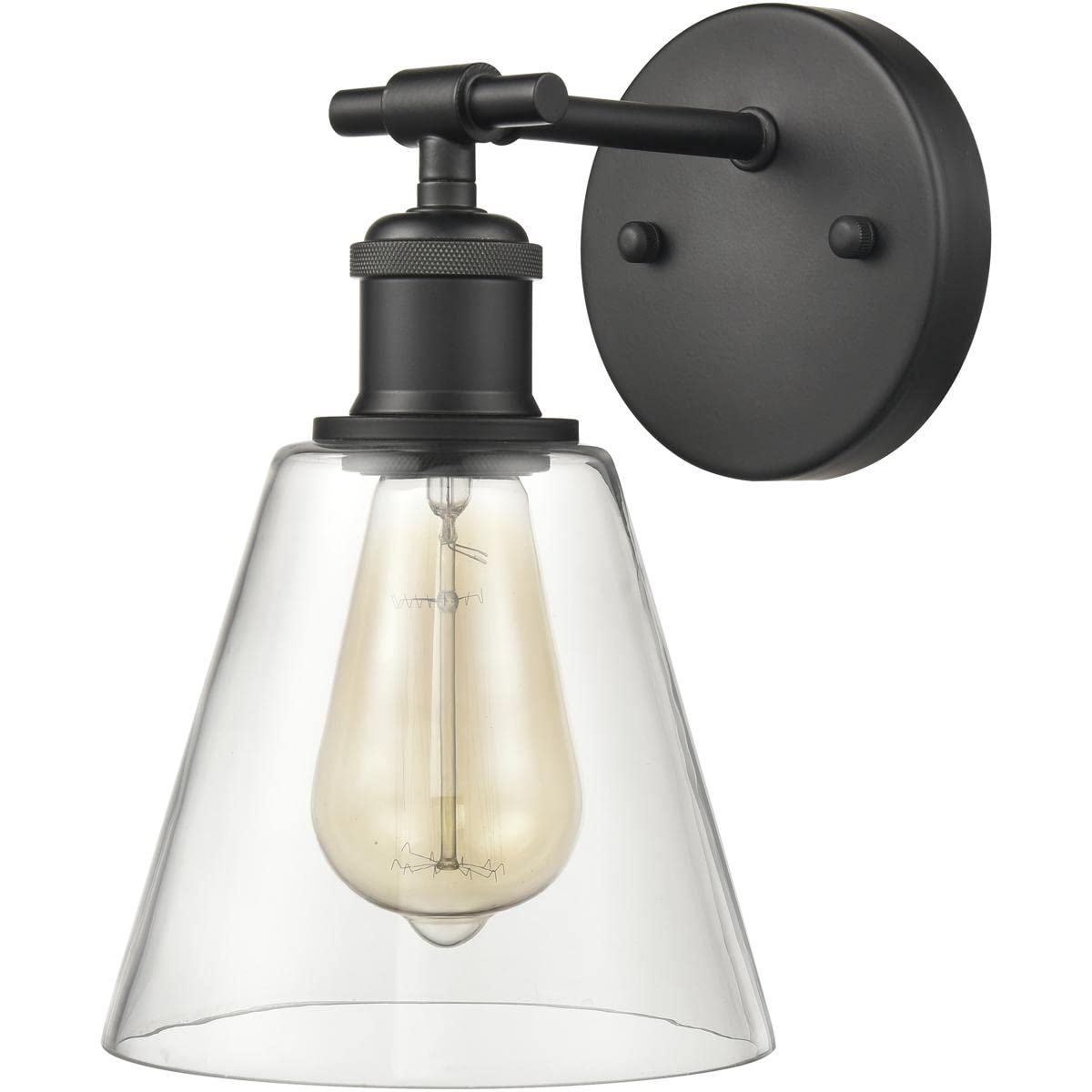 Elk Home 3-Light Scone Vanity Light, Matte Black Finish, Clear Glass, Transitional Style