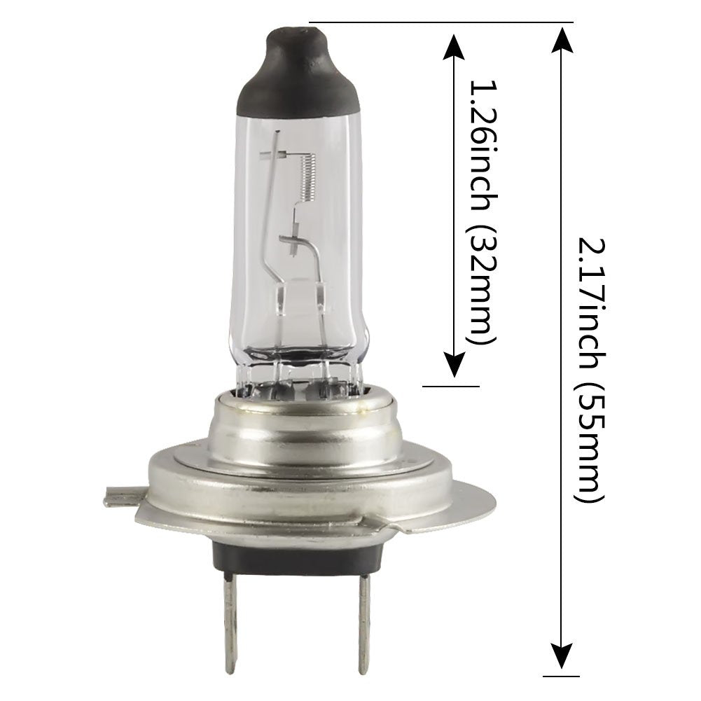 Safego H7 Halogen Headlight Bulb - 55W High/Low Beam, Universal for 12V Vehicles, Pack of 2, Color W7