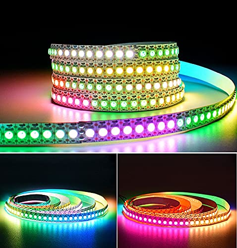 Svfishkk Ws2812B Led Strip Smd 5050 Individual Addressable 144Pixels/M 144Pixels Ws2812B Ic Rgb Strip Full Color Led Strip Non-Waterproof Dc5V (3.2Ft 144Led Ip30, White Pcb)