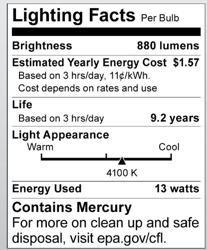 Satco S8208 Mini Spiral CFL Bulb - 13 Watt, 4100K Bright White, Bi Pin GU24 Base, 120 Volts, Single Pack