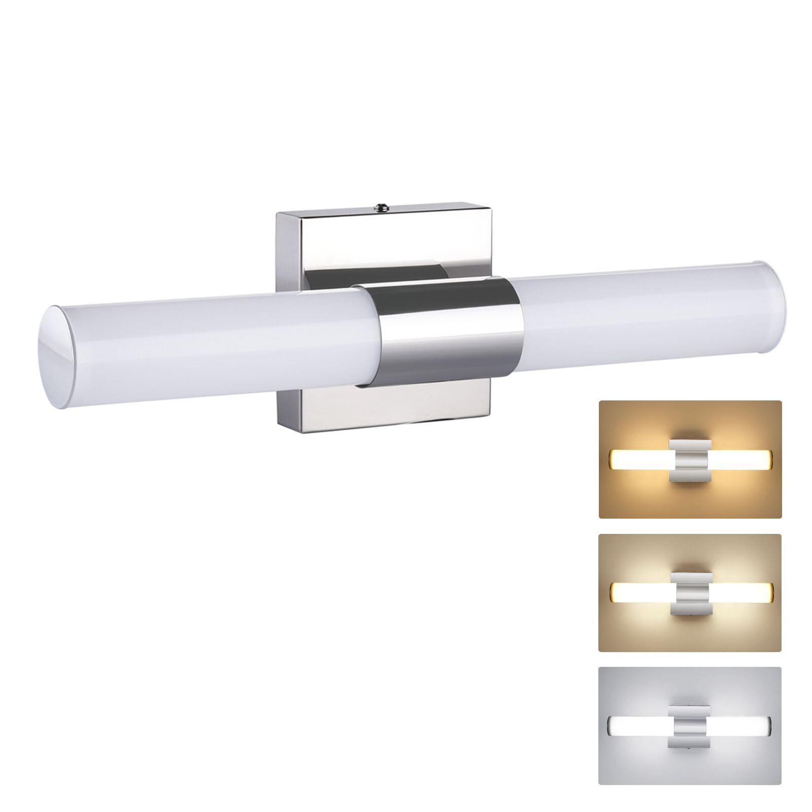 Trlife Modern Dimmable Bathroom Vanity Light, 8W, 15.7Inch, Stainless Steel, 3 Color Temperature, Model Vanity-3Co-40L