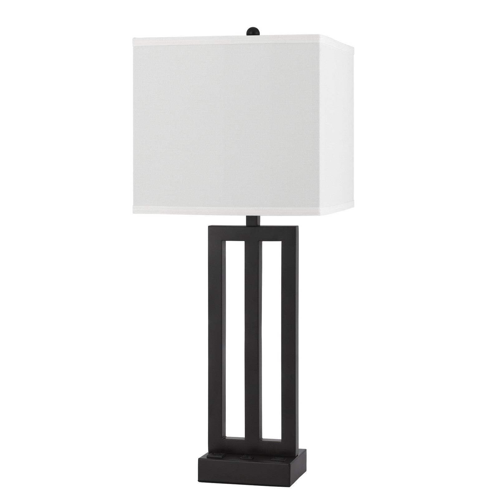Homeroots Metal Usb Table Lamp, 30 In. With White Rectangular Shade, Model 524766, Bronze Finish