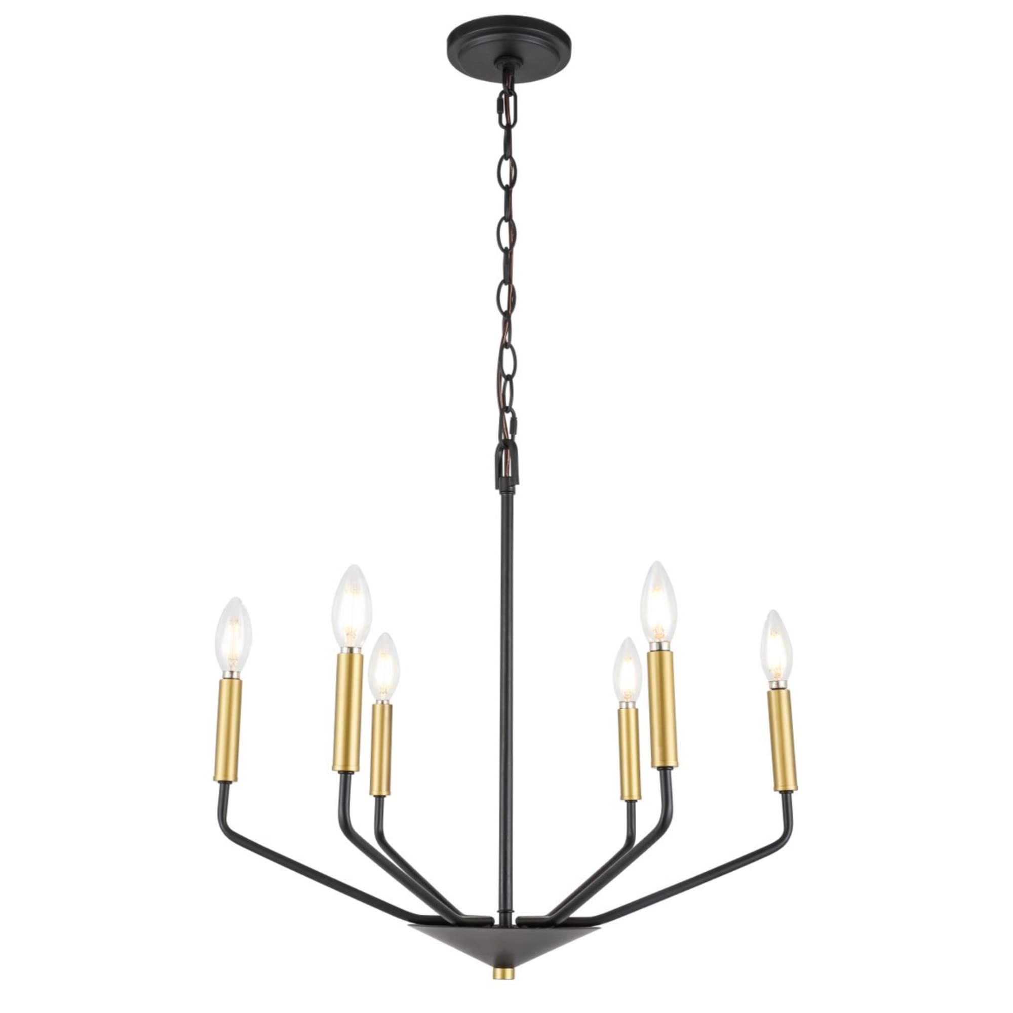 Living District Enzo 6 Light Black and Brass Pendant