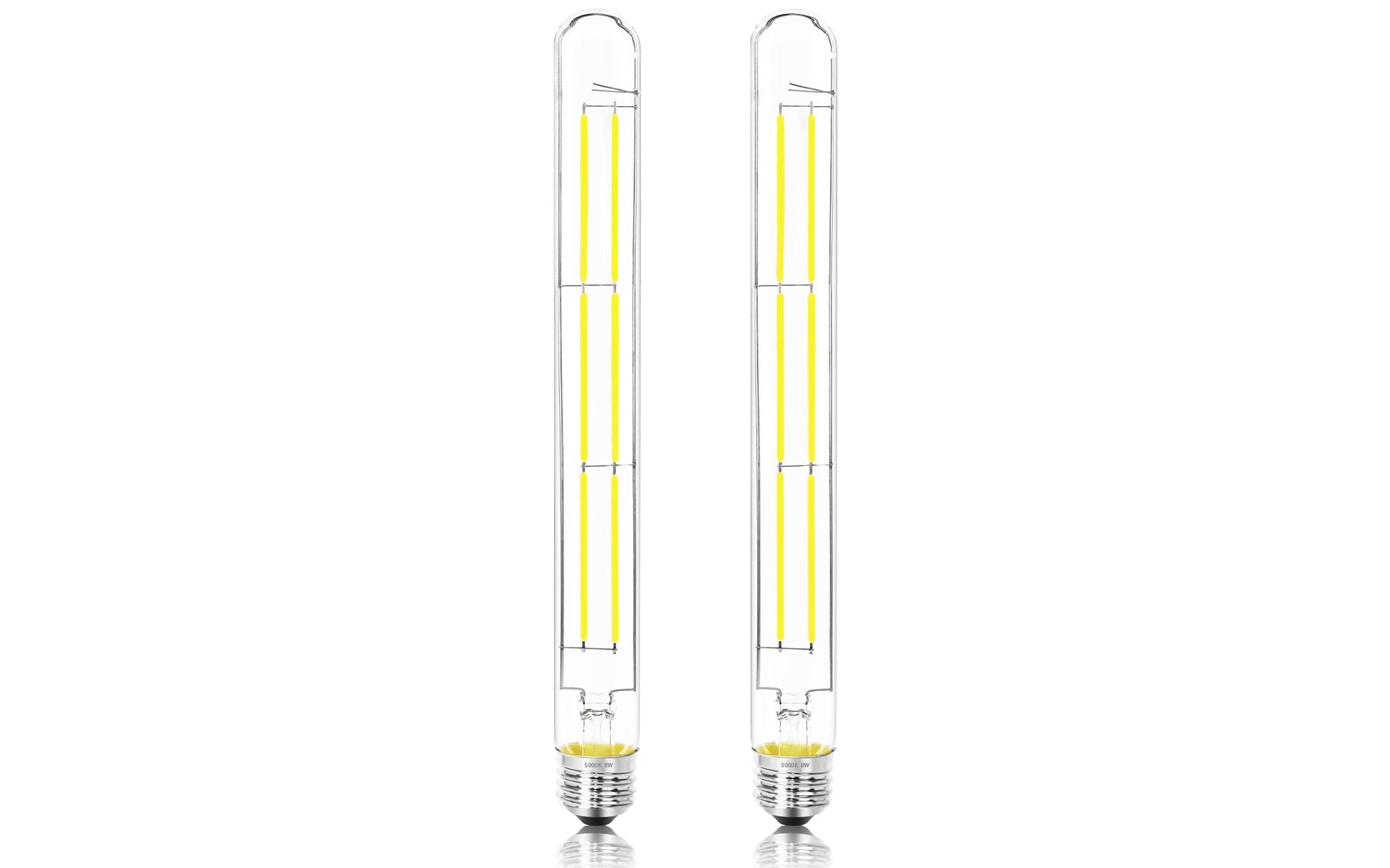 NOVELUX 11.8IN Dimmable LED Light Bulbs E26 Base 8W Vintage Clear Glass 5000K Daylight White - 2 Pack