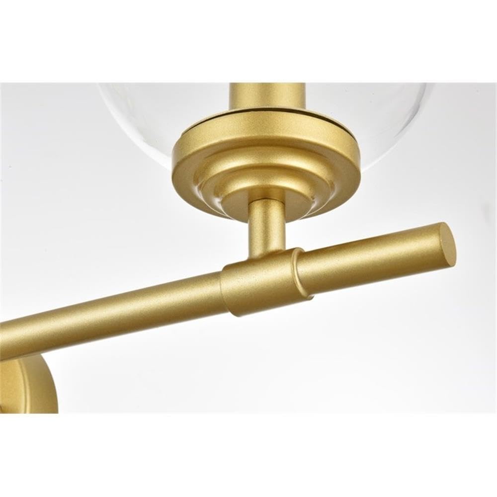 Living District Ingrid 3-Light Iron & Glass Bath Sconce in Brass and Clear