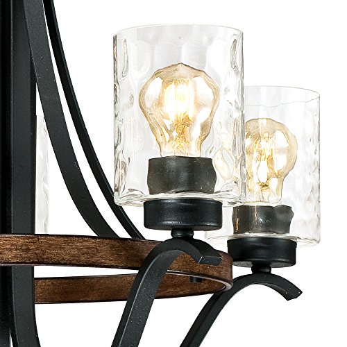 Westinghouse Barnwell 5-Light Indoor Chandelier, Textured Iron Finish, Clear Hammered Glass, Model 6331900
