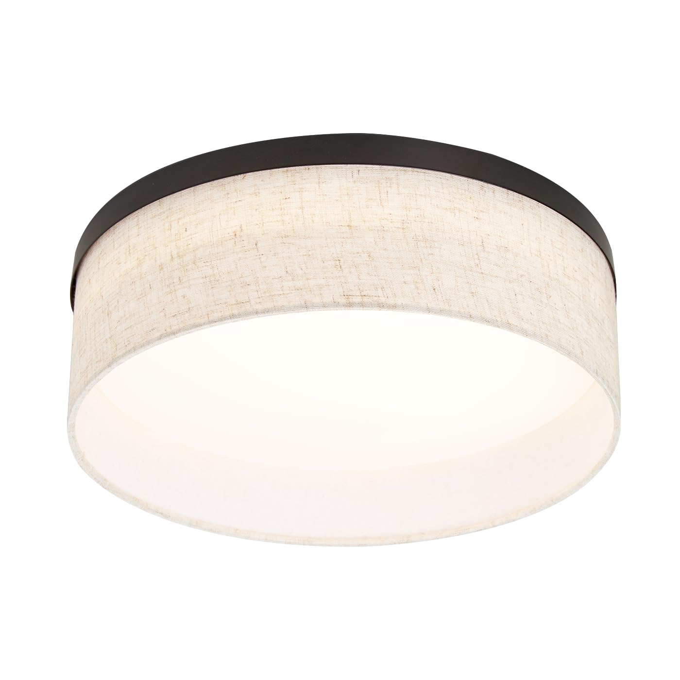 Hamilyeah Flush Mount Ceiling Light Fixture With White Fabric Shade, Led Close To Ceiling Lighting 24W, Modern 12 Inch Round Light Fixtures Ceiling Mount For Bathroom, Bedroom, Living Room,Kitchen