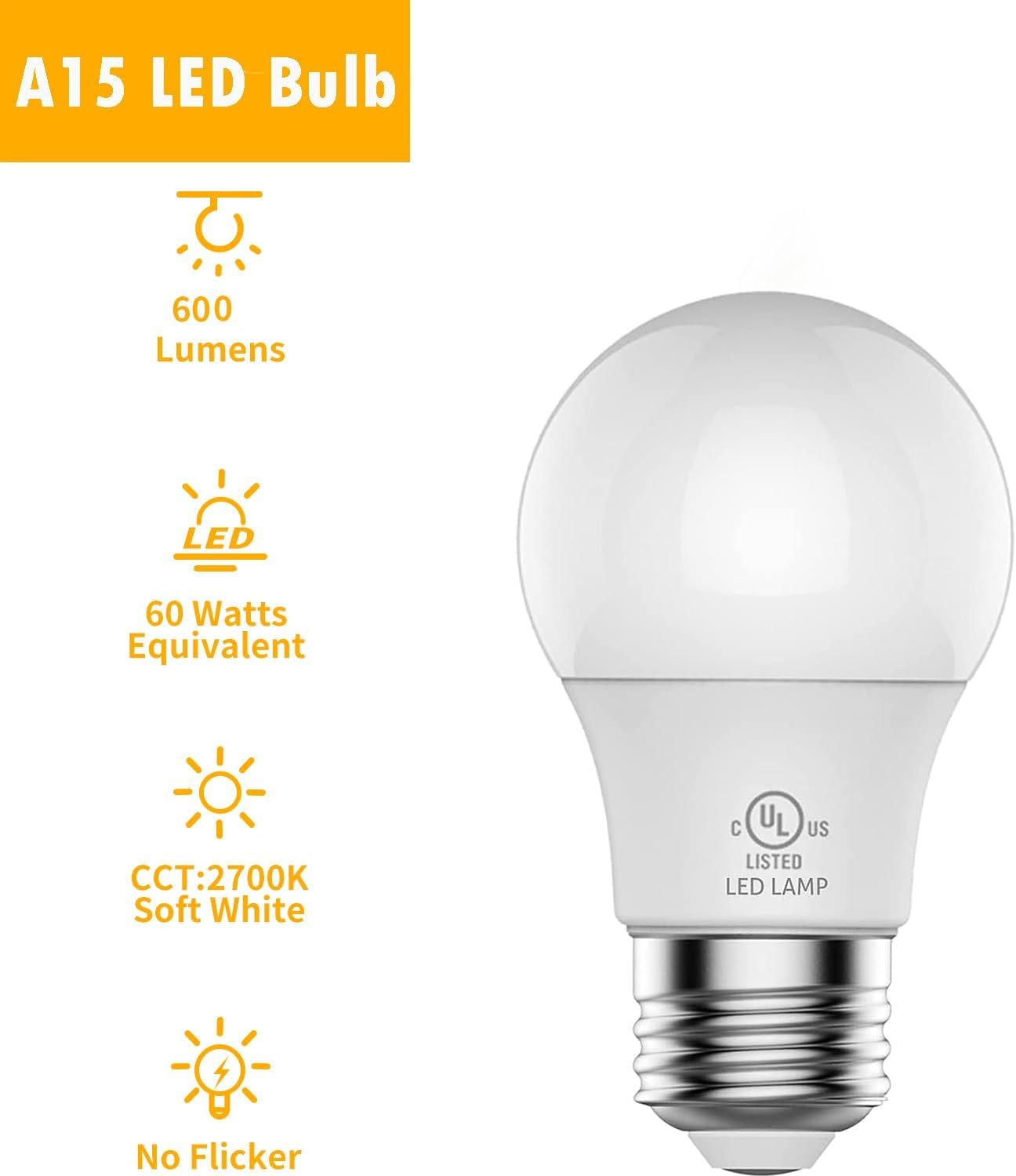 Onewish Led Light Bulb Dimmable 3 Brightness Settings, E26 Efficient 6.5W, 2700K Soft White 600Lm