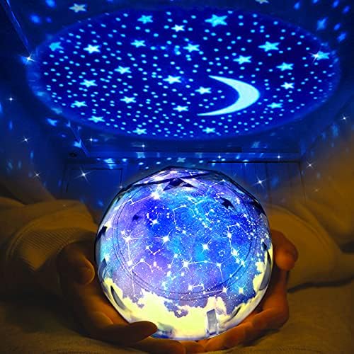 Elmchee Star Night Light Projection Lamp, Blue, Plastic, Model 201521095161, Romantic Universe Design for Kids Bedrooms