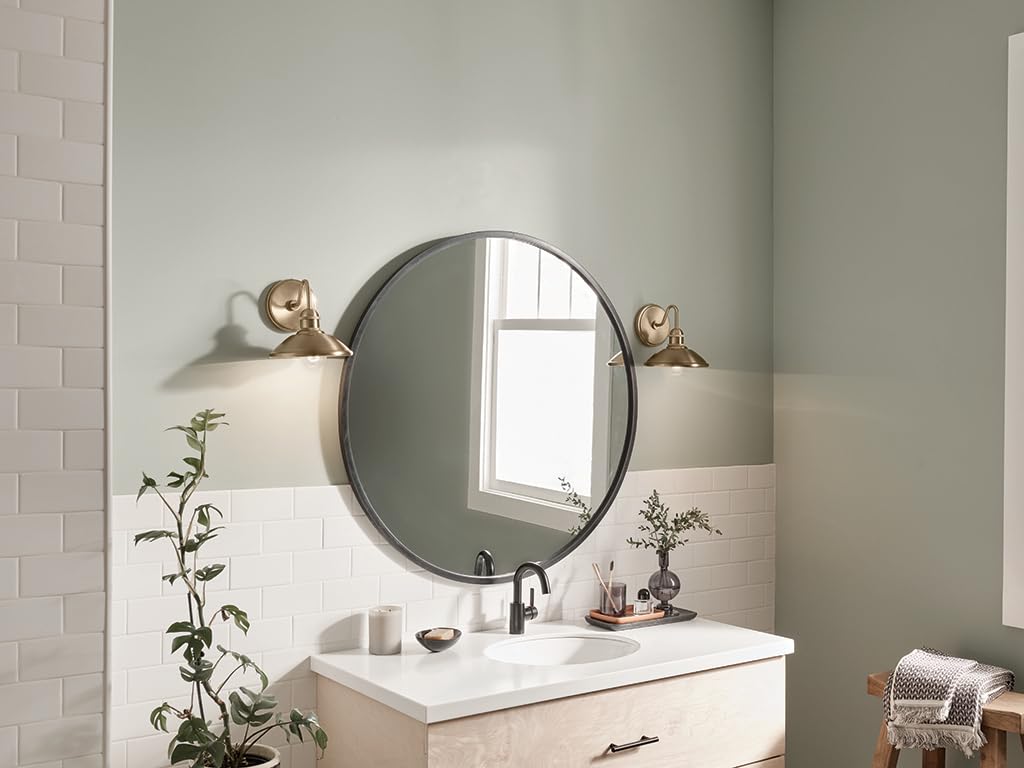 Kichler Clyde Bathroom Vanity Light, 1 Light, 7.25inH x 7.5inW x 8.25in Ext., Champagne Bronze, Model 45943CPZ