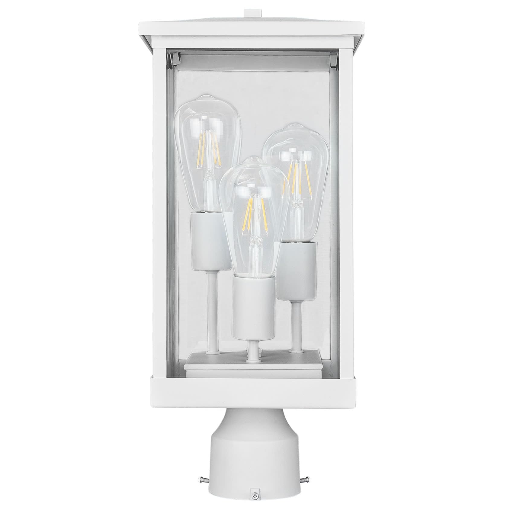 Design House Mayfield Outdoor Post Top Light, Aluminum, 3-Inch Pier Base Mount Fitter, White, Model 590281