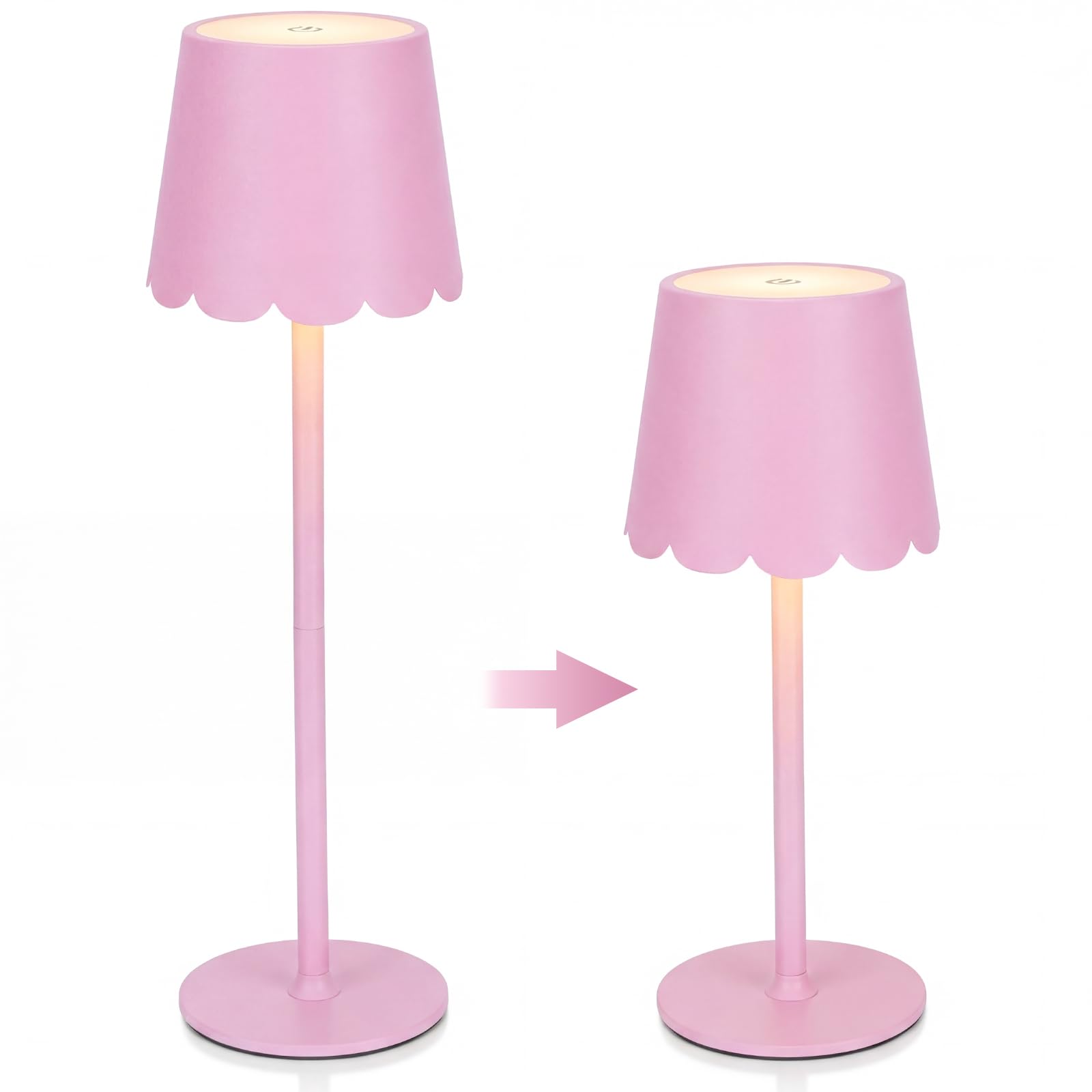 Pickmesh 1 Pack Scalloped Edge Cordless Table Lamp 3 Color Dimmable LED Rechargeable Battery Desk Light Mahjong Lamp for Living 