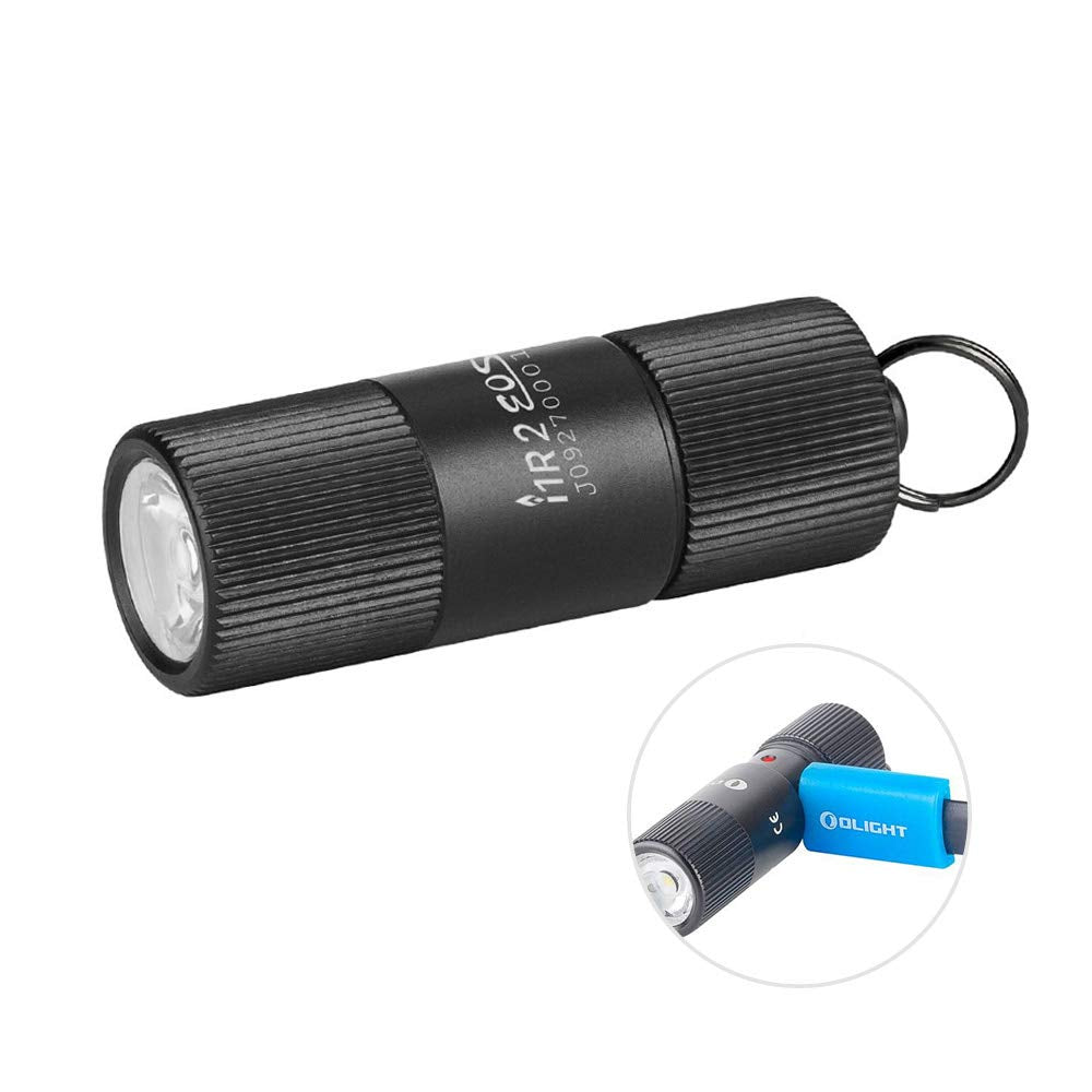 OLIGHT i1R 2 EOS Keychain Flashlight 150 Lumens Mini LED Aluminum Black Model AM-OL-I1R 2+USB
