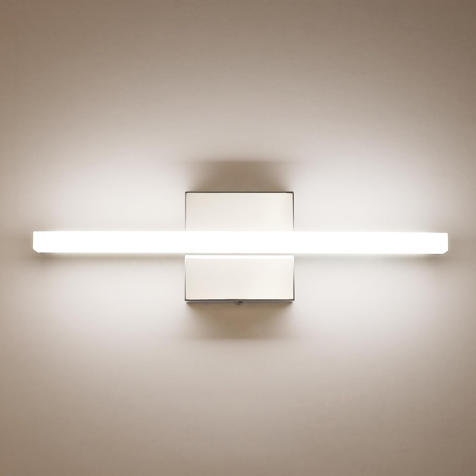 Combuh LED Bathroom Vanity Light Bar, 16Inch, 9W, IP44, Chrome, Bright White 4000K, Modern Indoor Wall Sconce