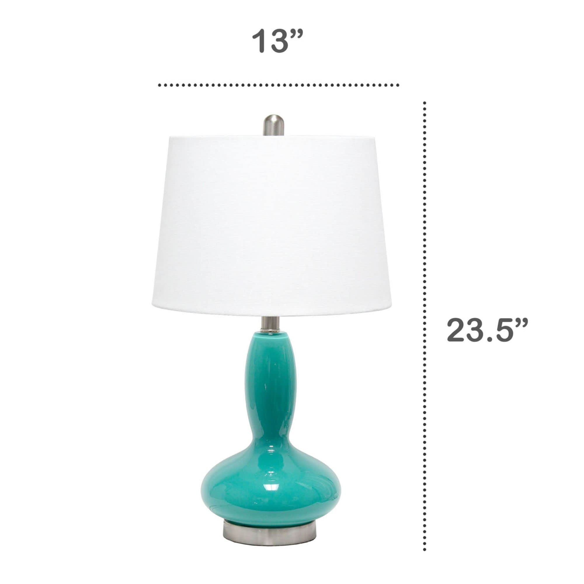 Lalia Home Contemporary Glass Dollop Table Lamp With White Fabric Shade - Teal