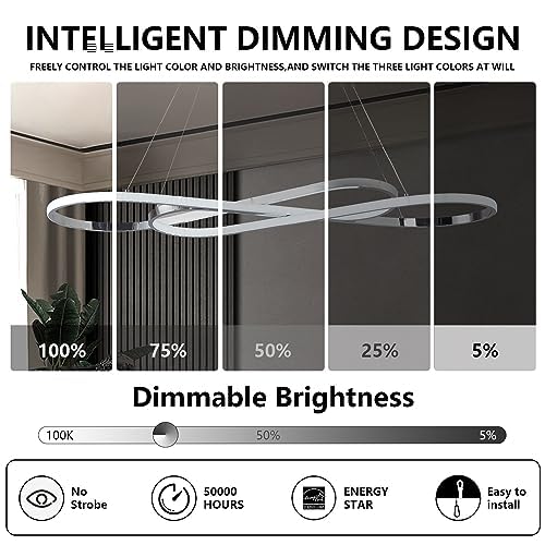 Modern Chandelier,Led Chandelier For Kitchen Island Lighting,Modern Led Pendant Light For Kitchen Island Chandelier Over Table,Dimmable Modern Chandeliers For Dining Room Light Fixture With Remote