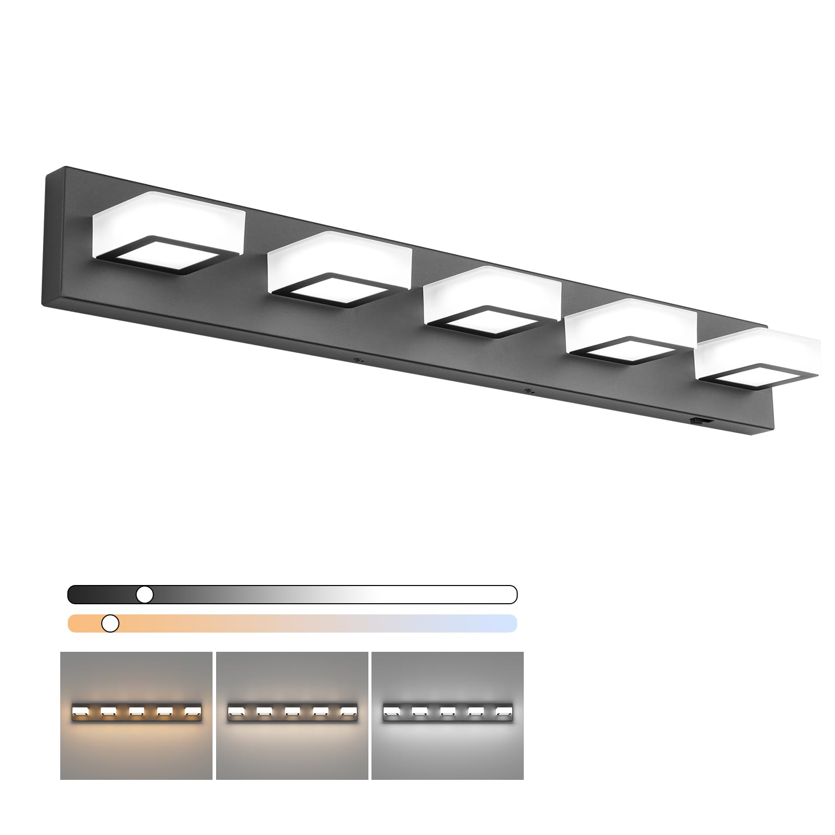 Ralbay Black Vanity Lights 34 Inch Dimmable LED 5 Color Temperature Acrylic Fixtures