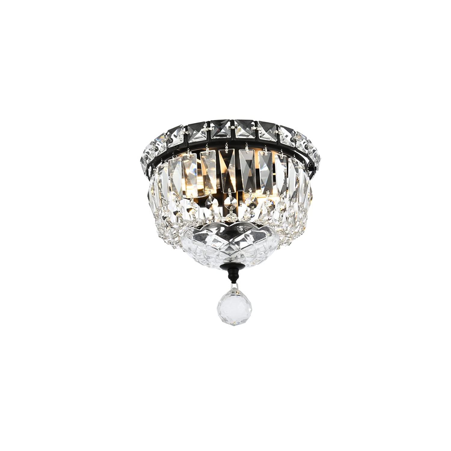 Elegant Lighting Tranquil 8&quot; Black Metal And Crystal Flush Mount Ceiling Light Fixture