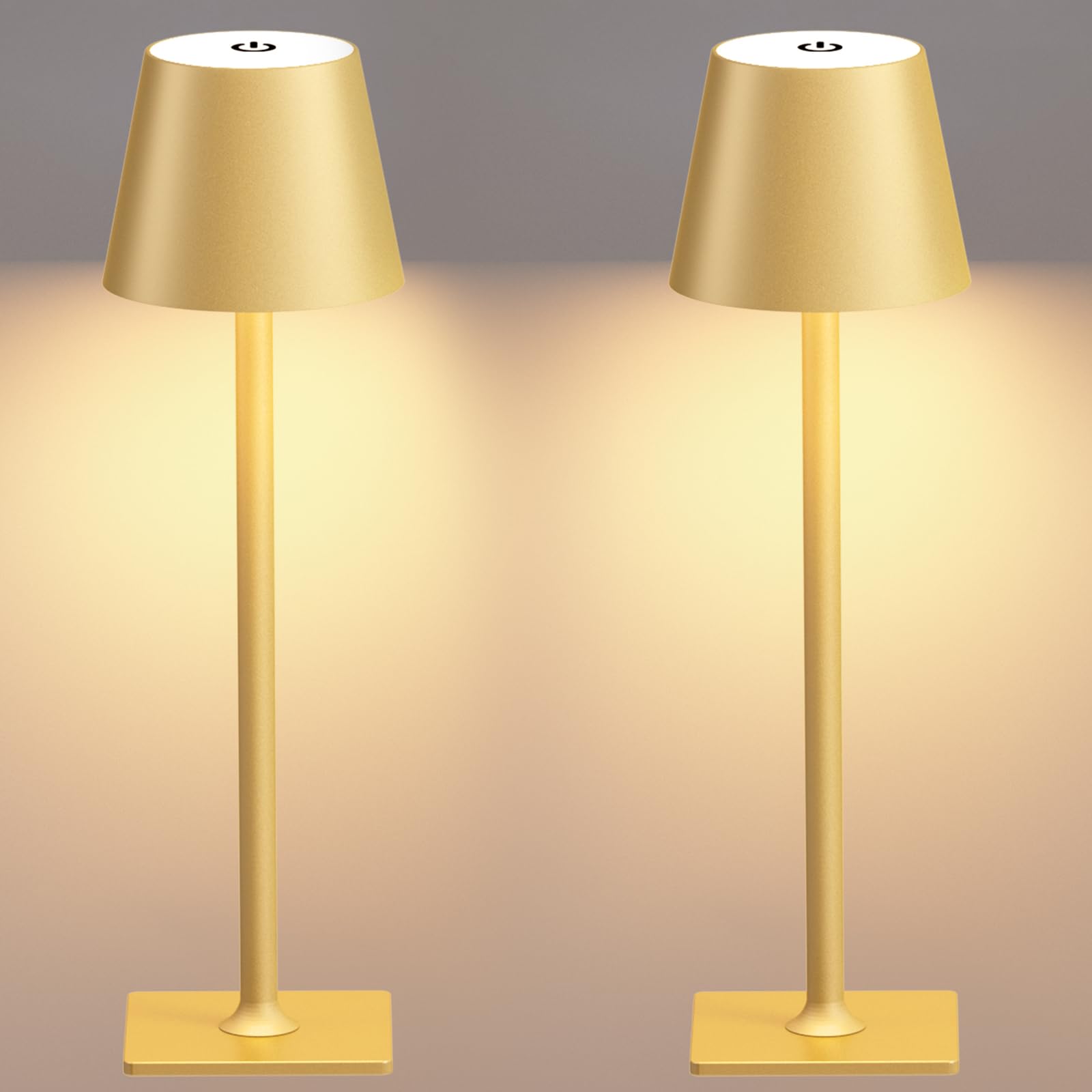Fizrice 2 Pack Rechargeable Table Lamps Cordless Lamp - 6000mAh Battery Operated Touch Lamp Outdoor Table Lights Waterproof Wire