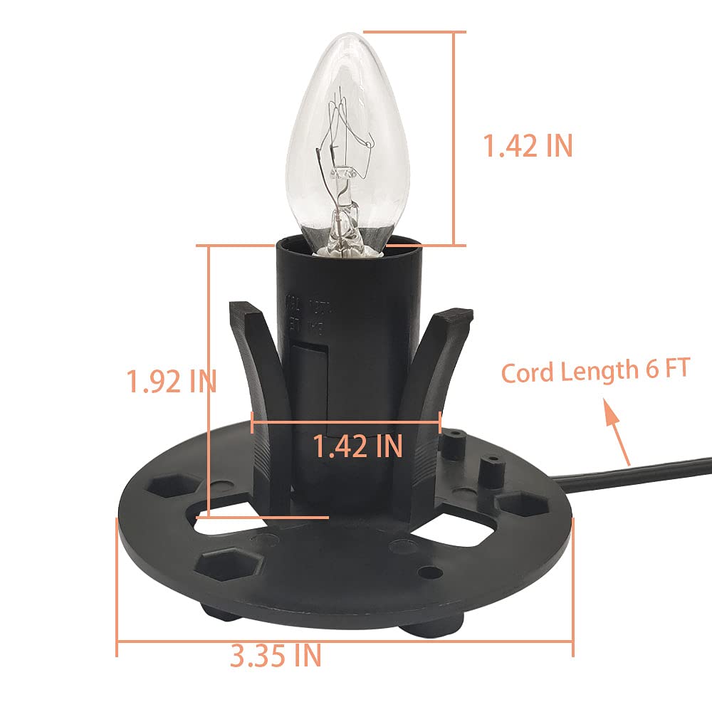 New Orange Heart Himalayan Salt Lamp Replacement Cord with Dimmer, 6FT, Black, Includes 6-Pack 15W E12 Halogen Bulbs, Model SLCR6B006