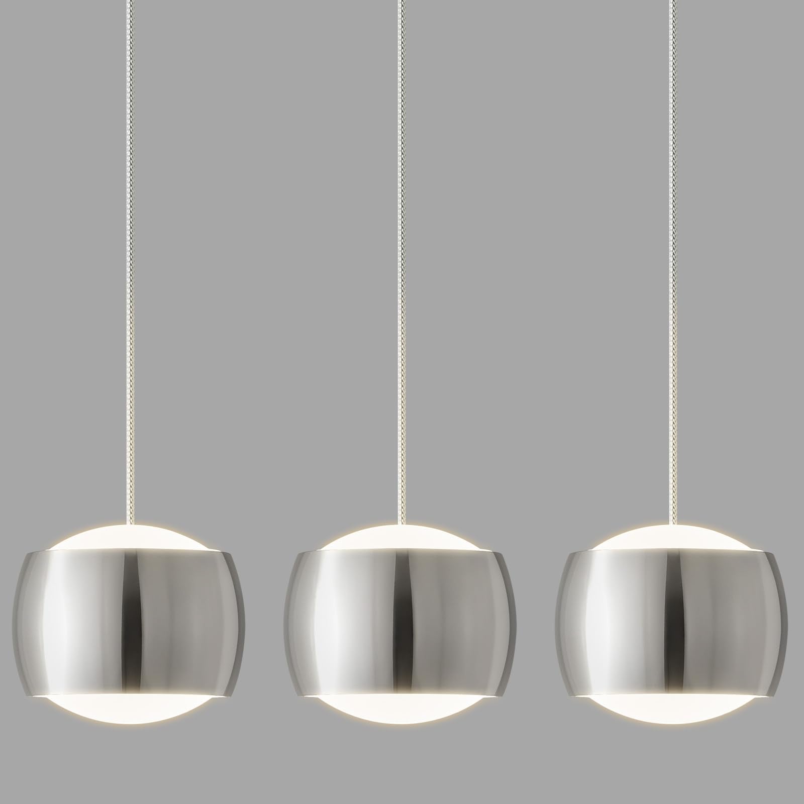 Adcthome Modern Led Dimmable Pendant Light Fixtures Mini Island Pendant Lighting For Kitchen Island Dinning Room Bedroom Bar  Kitchen Island Ceiling Hanging Light Fixtures(Chrome-3-Pack)
