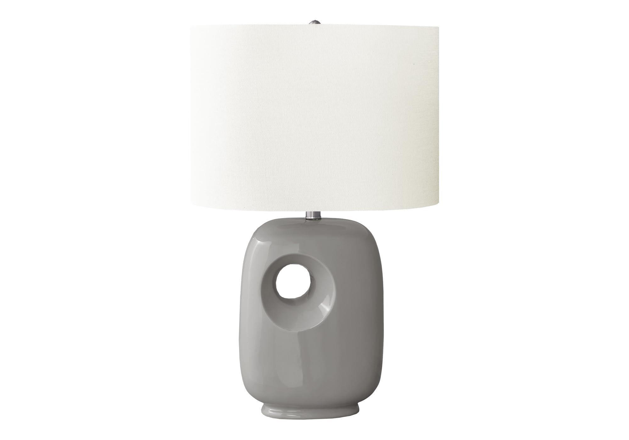 Monarch Specialties Table Lamp, 26in H, Gray Ceramic, Ivory Shade, Model I 9675