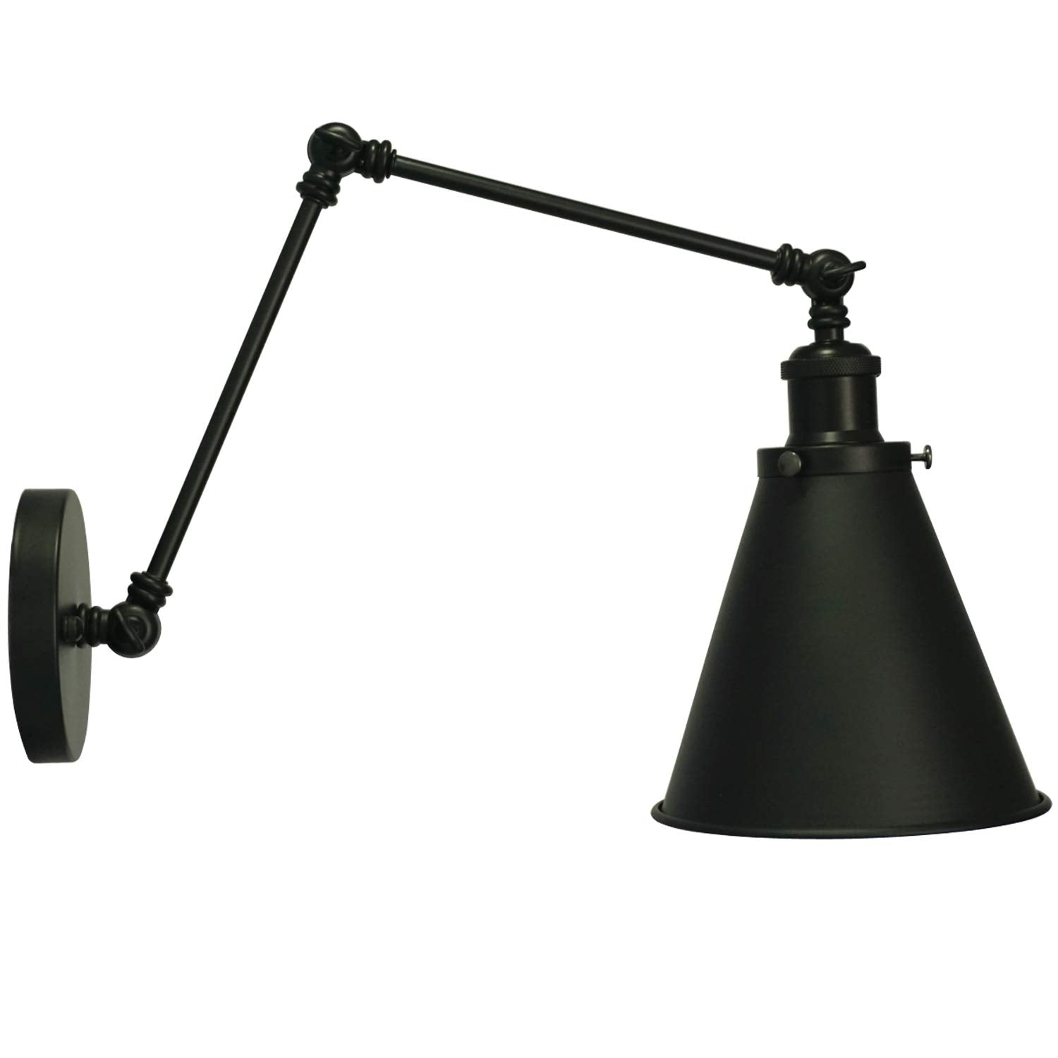 DZSUMY Industrial Wall Sconce, Adjustable Arm, E26 Base, Metal, Black Finish, Model WS05, Ideal for Bedroom, Living Room, Office