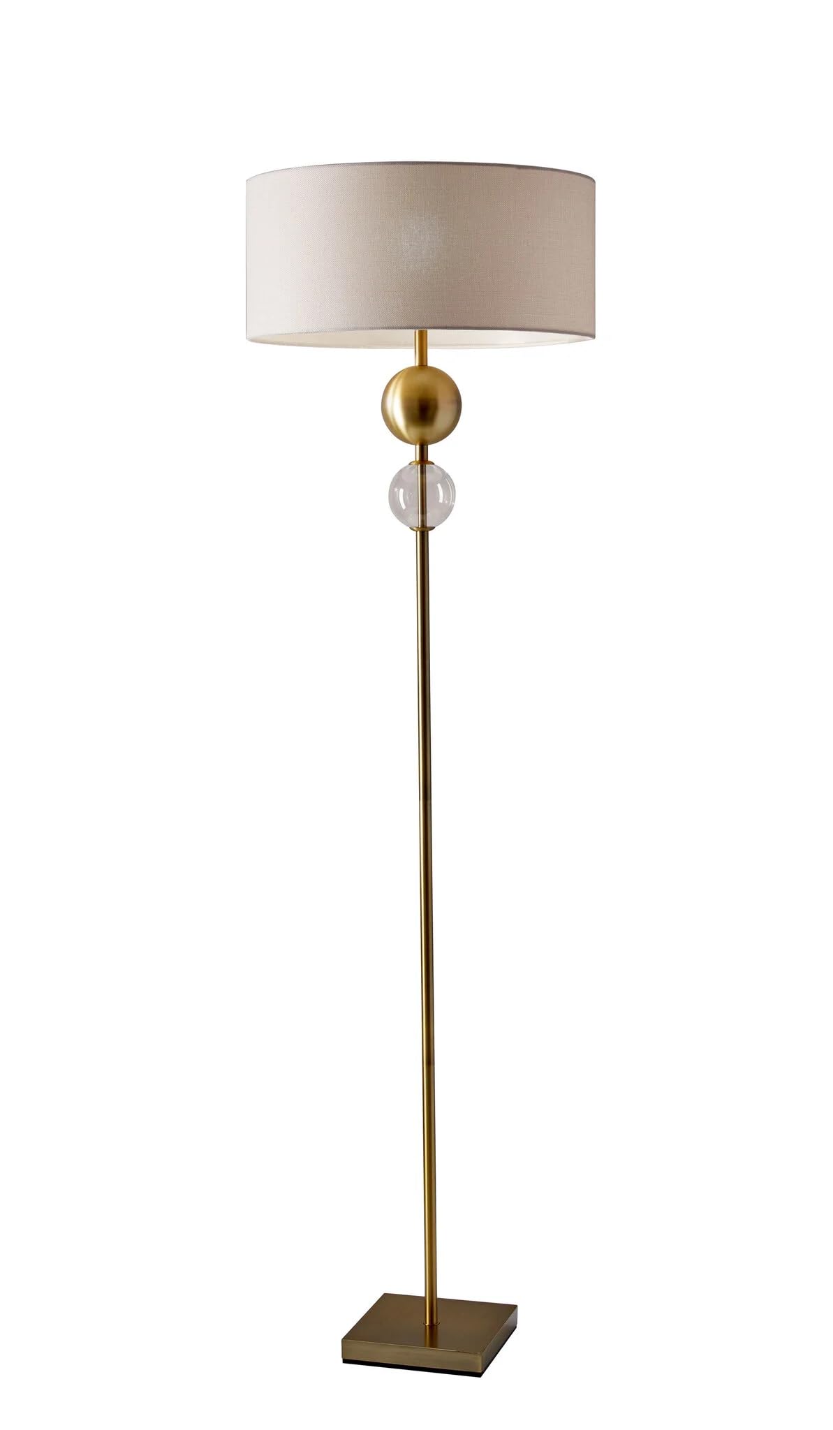 Homeroots 69&quot; Brass Traditional Shaped Floor Lamp With White Drum Shade